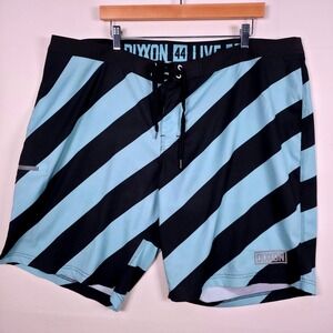Dixxon Diagonal Stripe Board Shorts Mens 44 Black Blue Lace Up Front